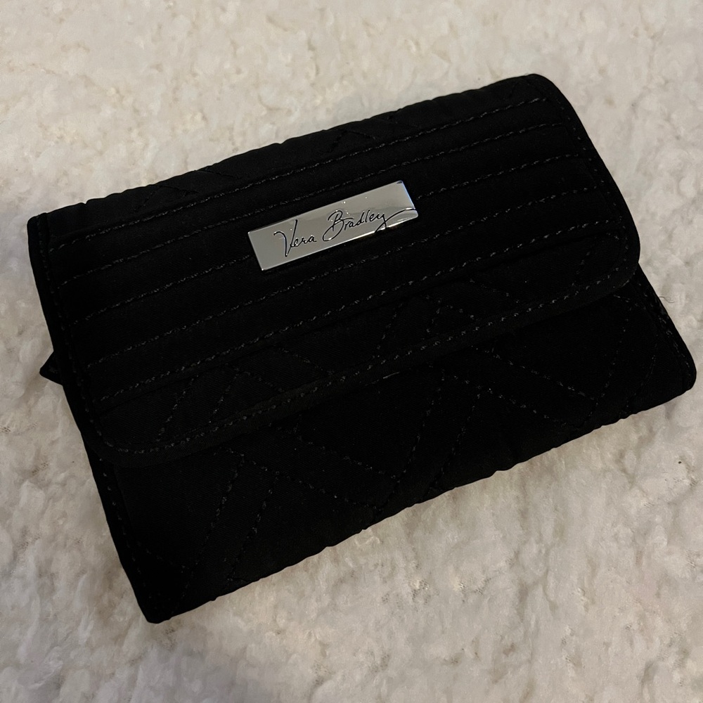 Black Vera Bradley Quilted Wallet w/Patterned Interior